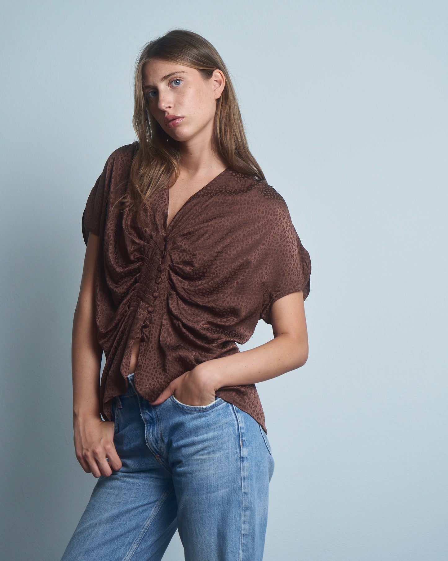 Blusa in seta Jacquard anni 80
