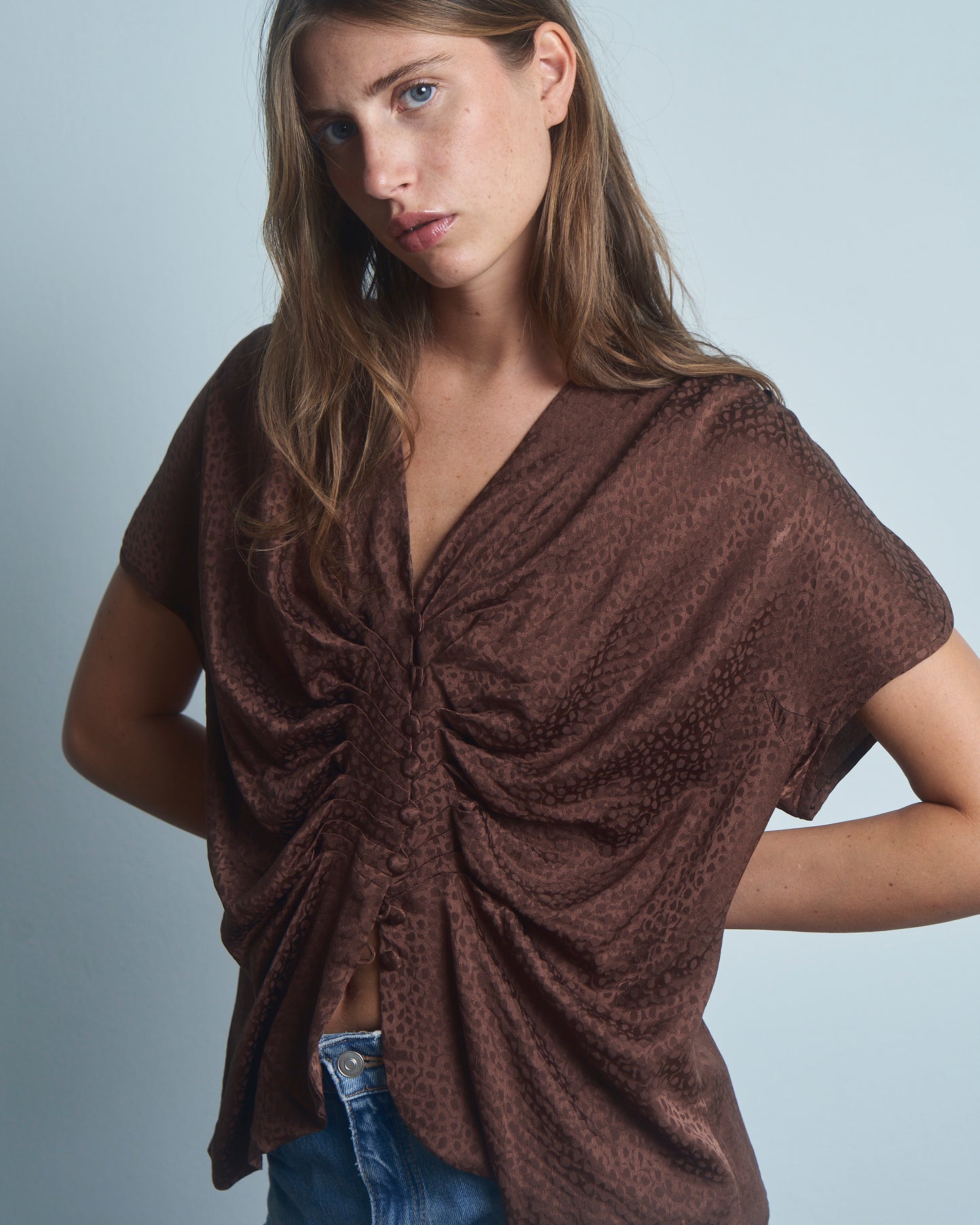 Blusa in seta Jacquard anni 80