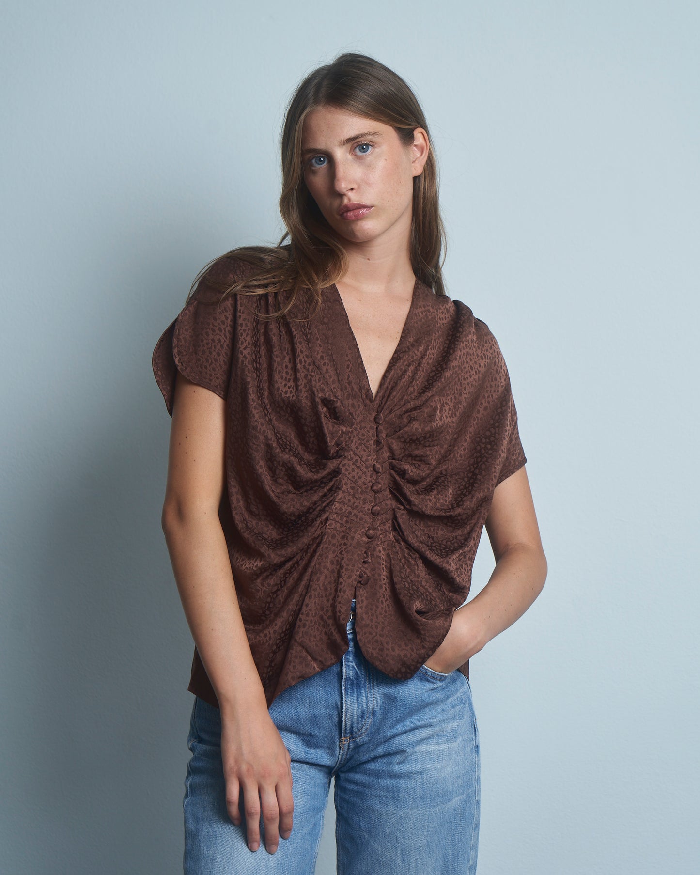 Blusa in seta Jacquard anni 80