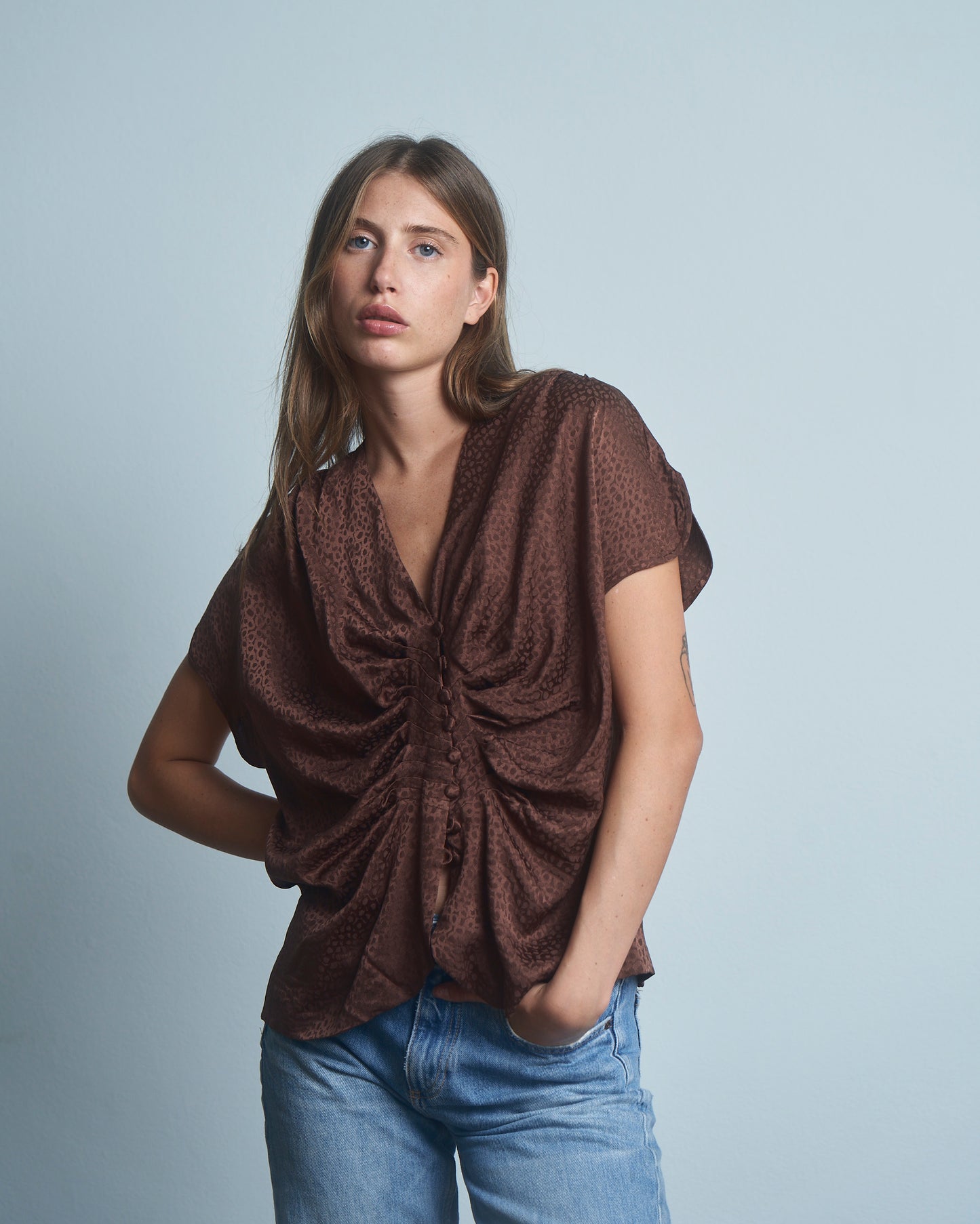 Blusa in seta Jacquard anni 80