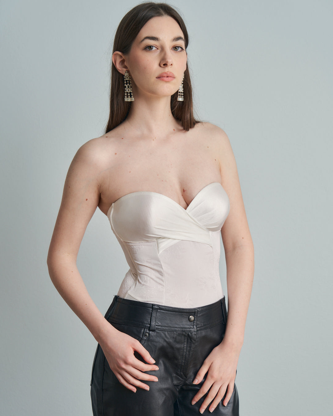 Body La Perla Bianco in jersey lucido con coppe