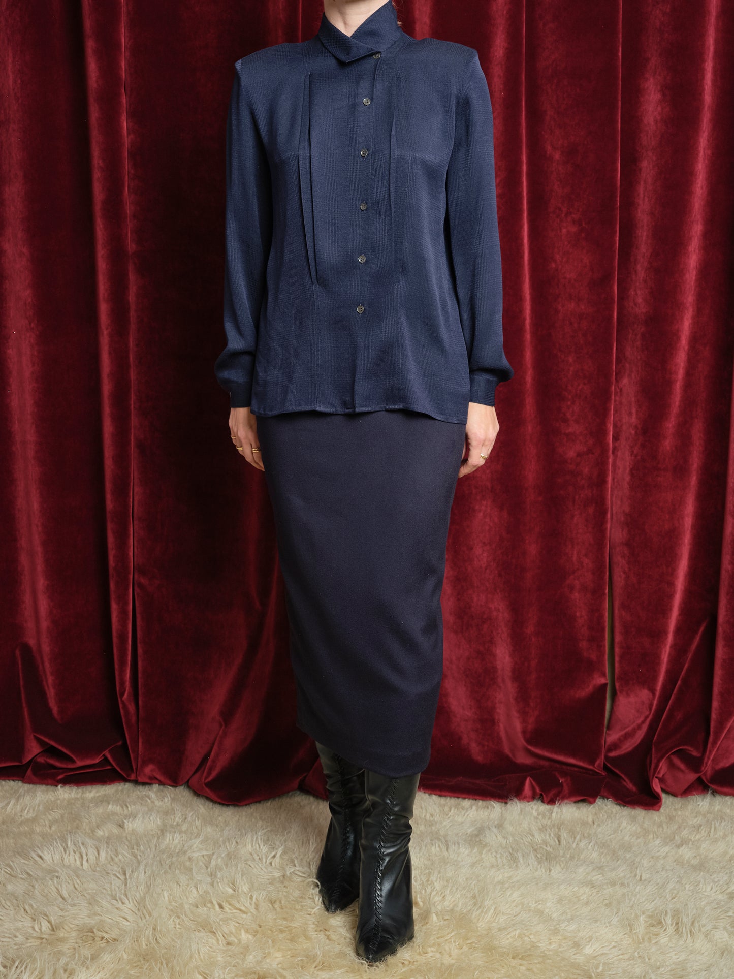 Camicia firmata Christian Dior Coordonné in seta jaquard micro principe di galles