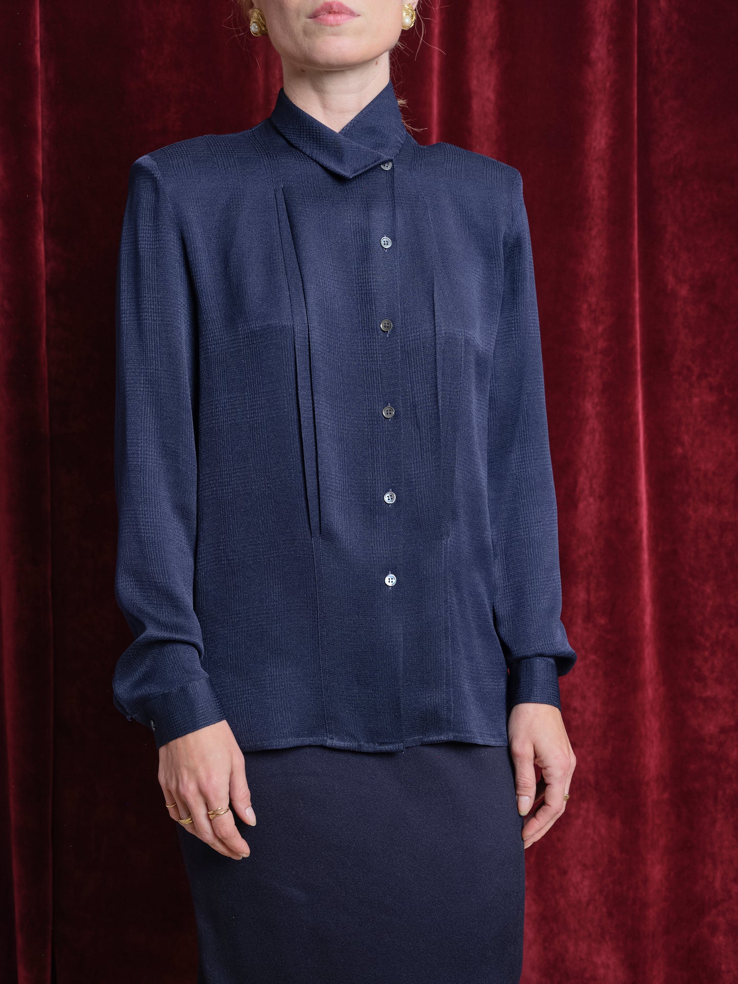 Camicia firmata Christian Dior Coordonné in seta jaquard micro principe di galles