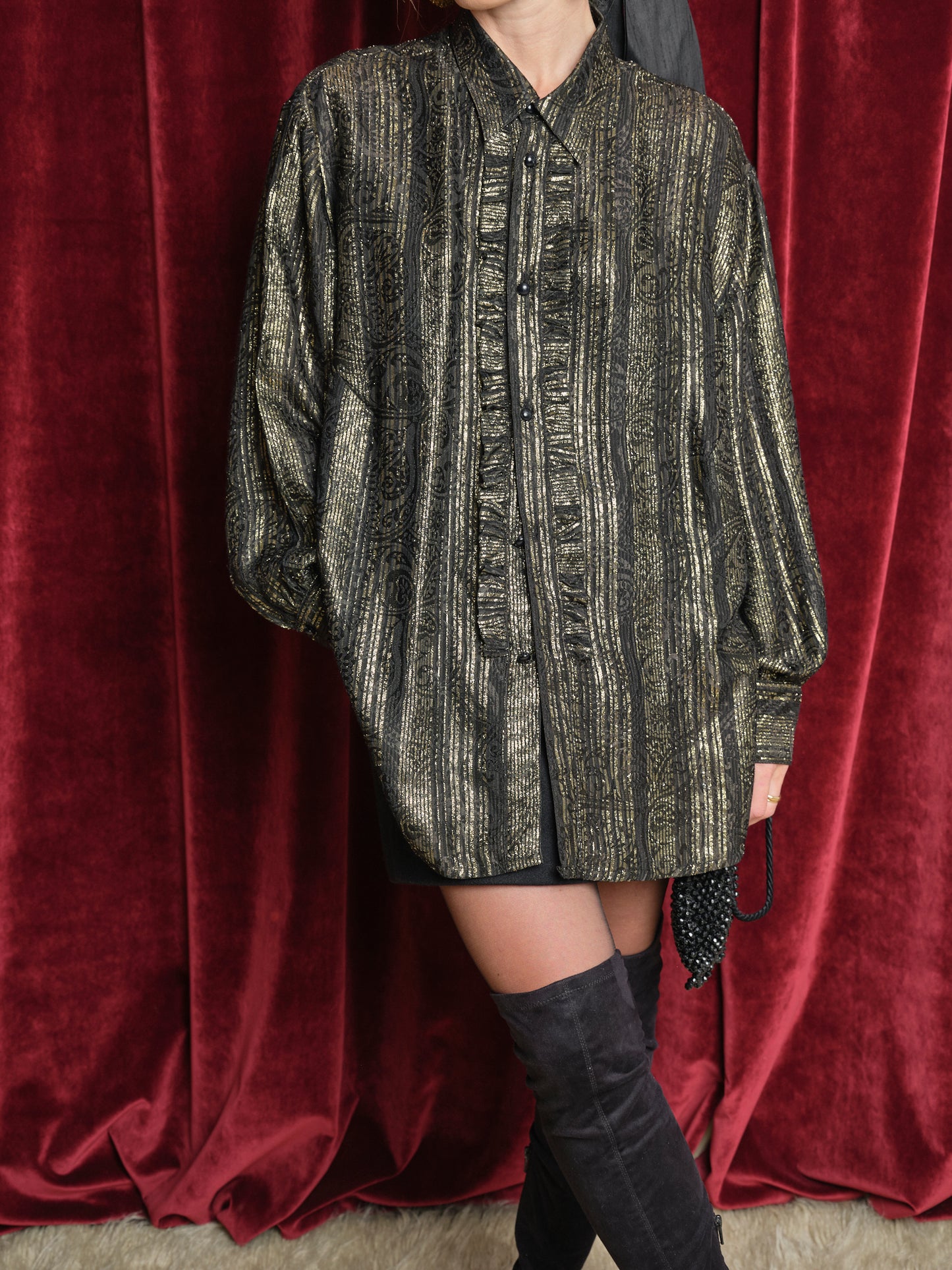 Camicia elegante in seta lamé
