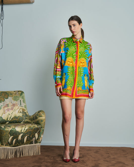 Camicia Gianni Versace ss1994 in seta twill fantasia