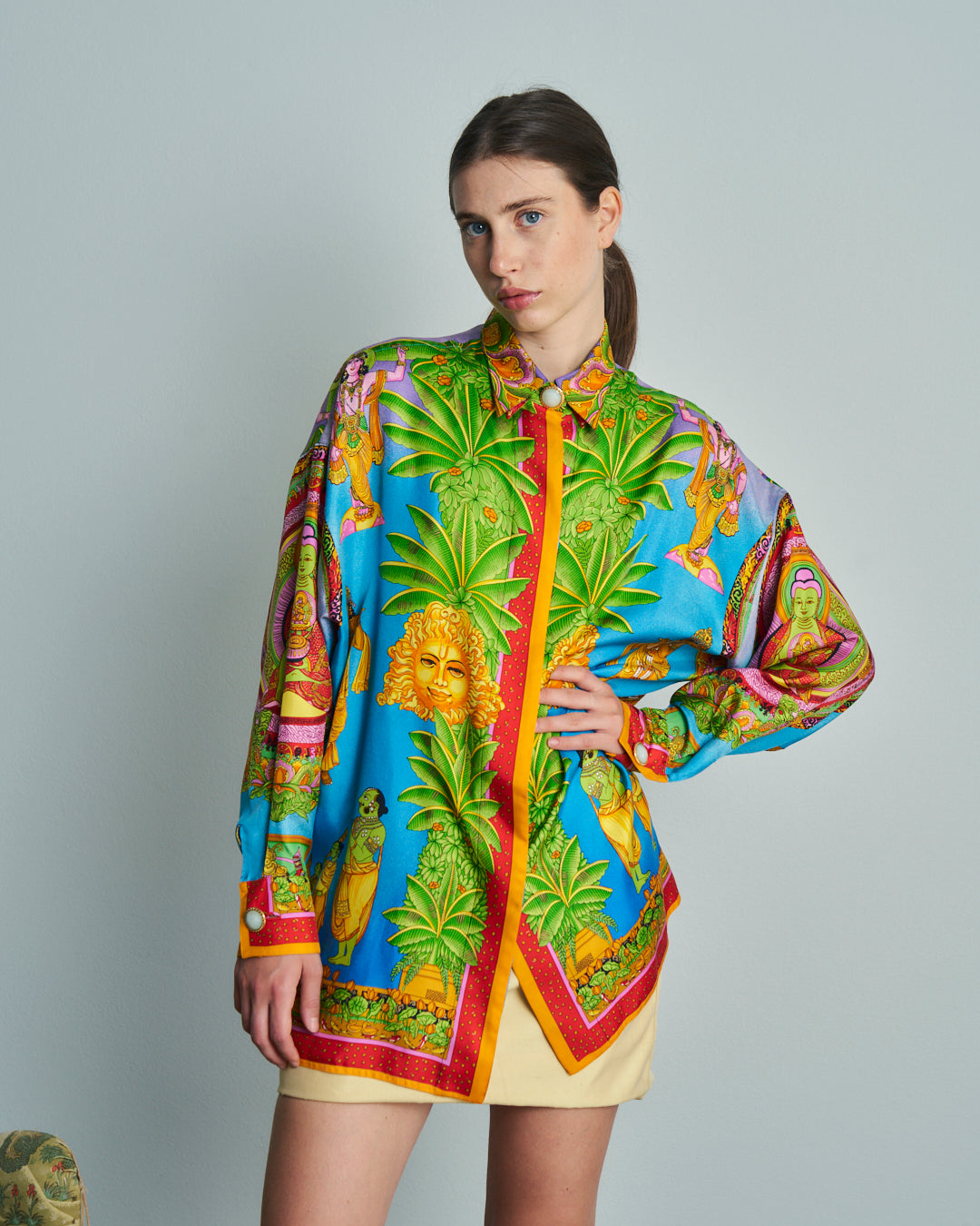 Camicia Gianni Versace ss1994 in seta twill fantasia
