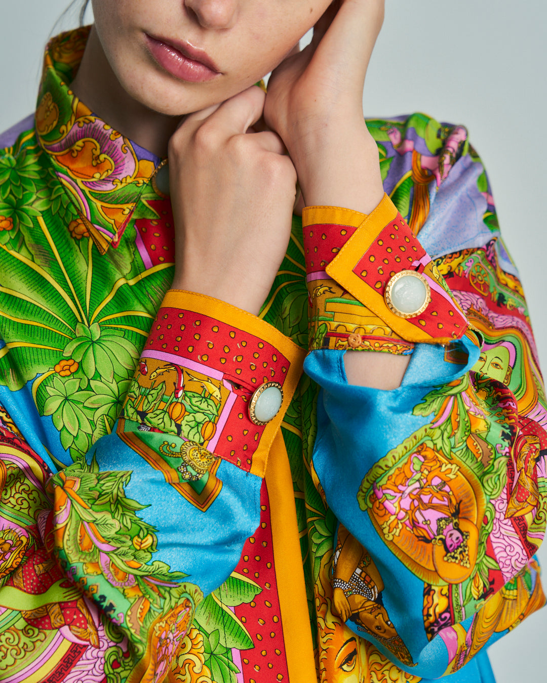 Camicia Gianni Versace ss1994 in seta twill fantasia
