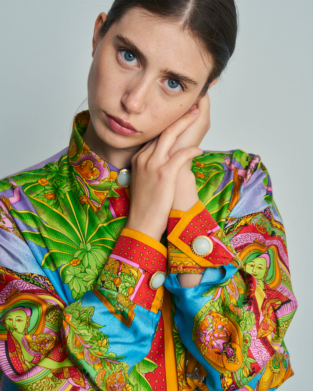 Camicia Gianni Versace ss1994 in seta twill fantasia