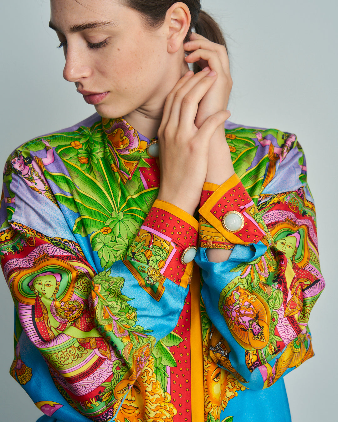 Camicia Gianni Versace ss1994 in seta twill fantasia