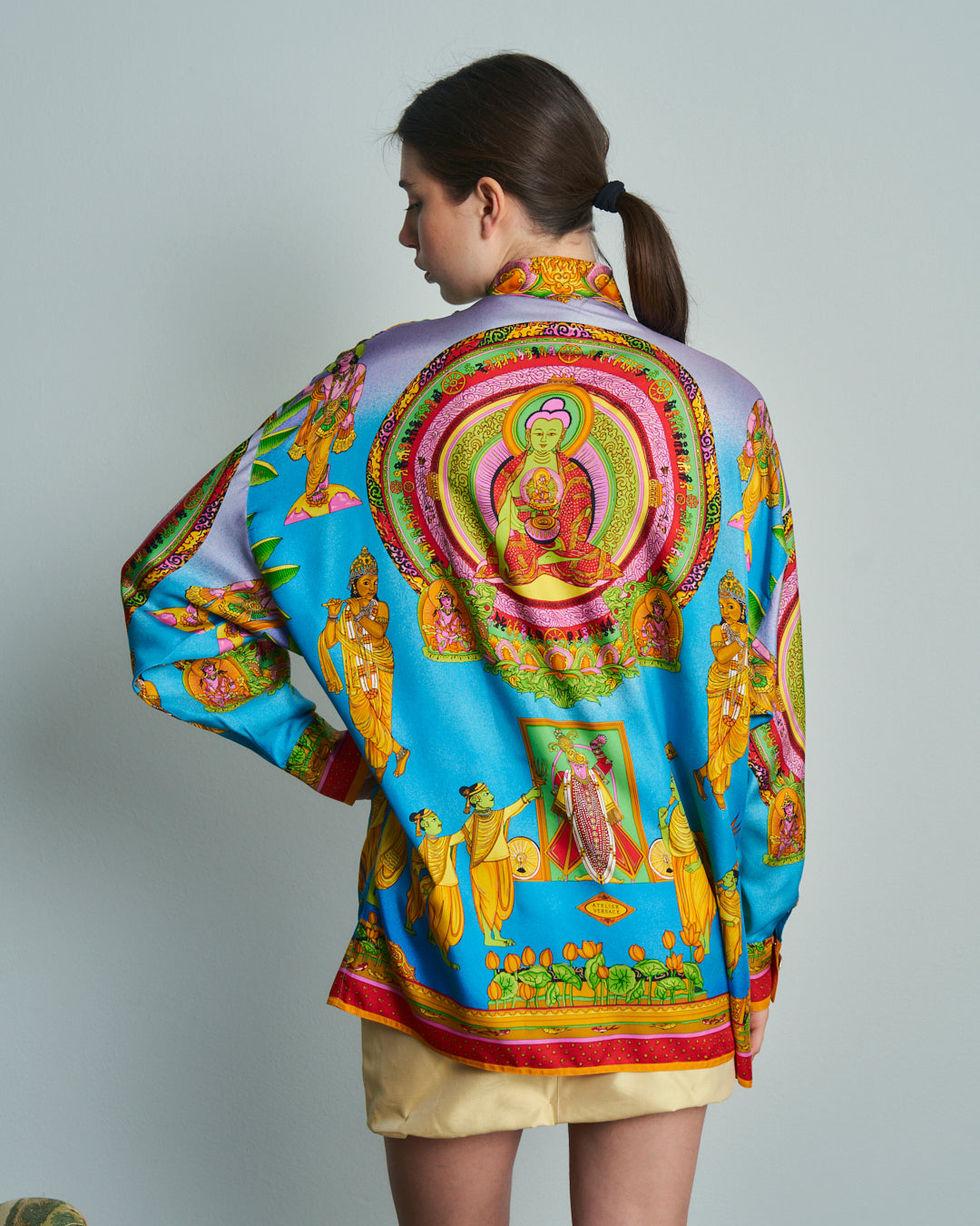 Camicia Gianni Versace ss1994 in seta twill fantasia