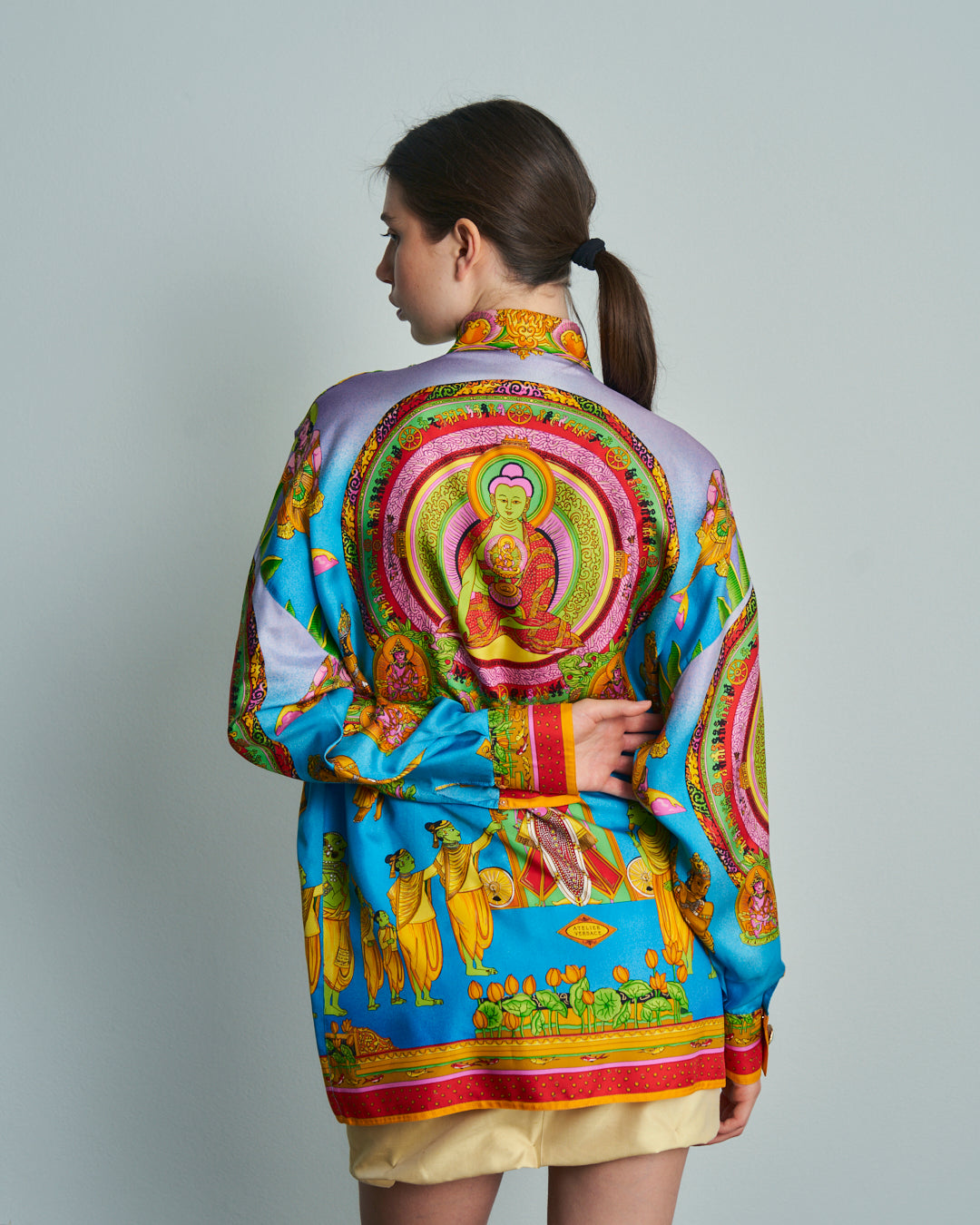 Camicia Gianni Versace ss1994 in seta twill fantasia