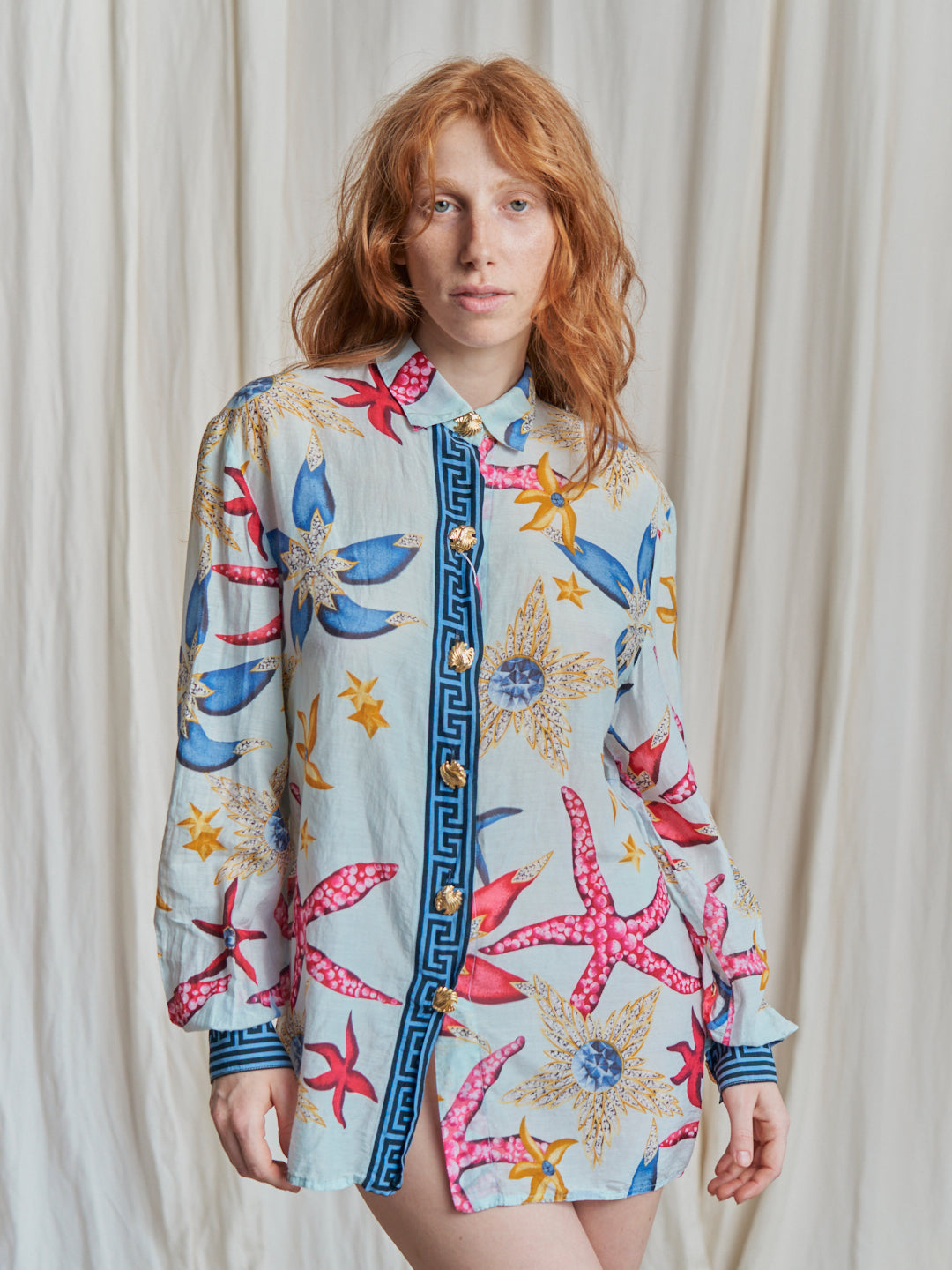 Camicia Gianni Versace Couture anni 80 in cotone e seta