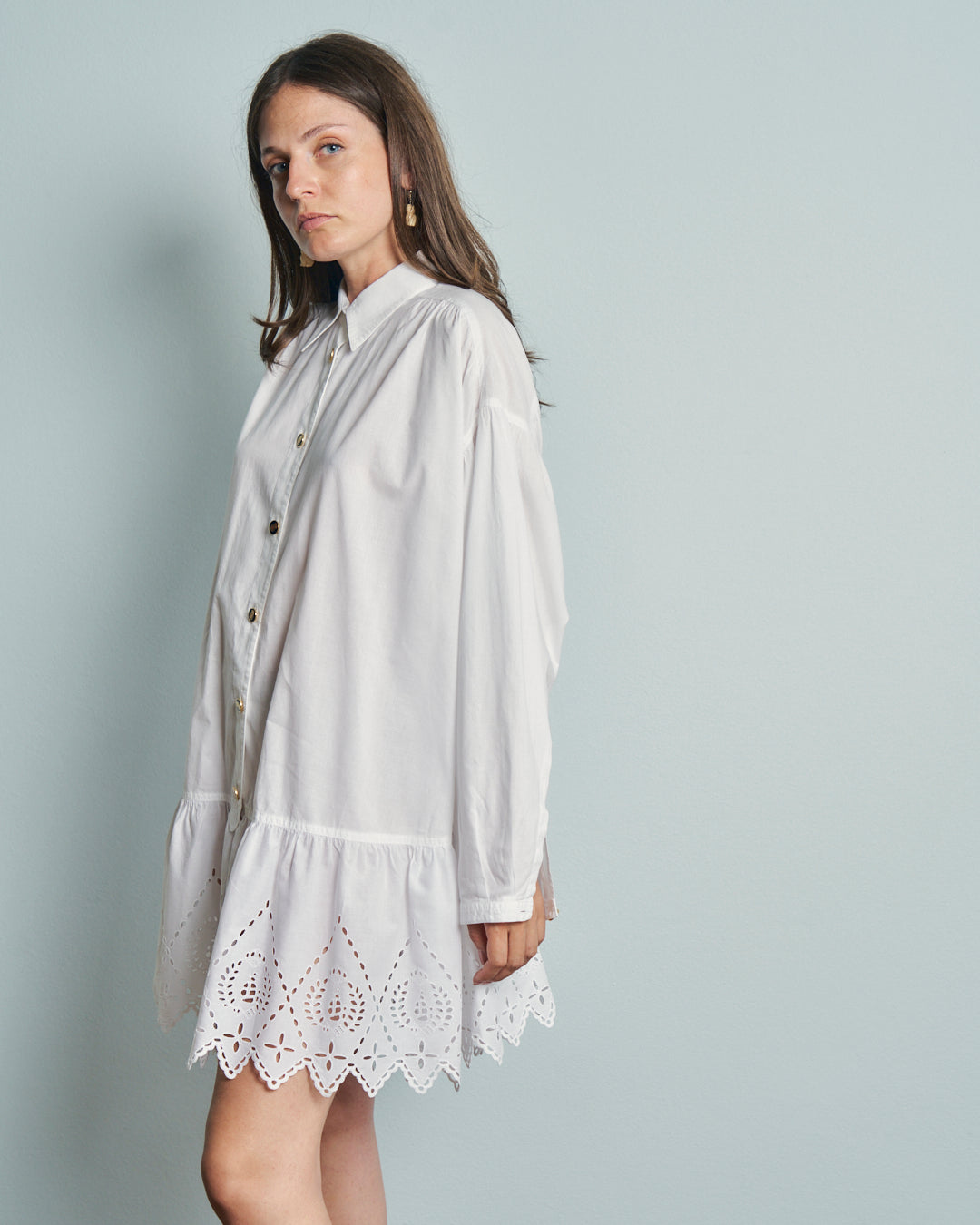 Camicia abito in cotone firmato La Perla vintage con sangallo