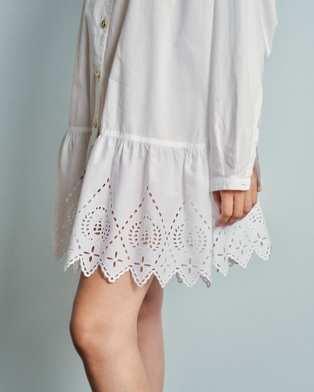 Camicia abito in cotone firmato La Perla vintage con sangallo