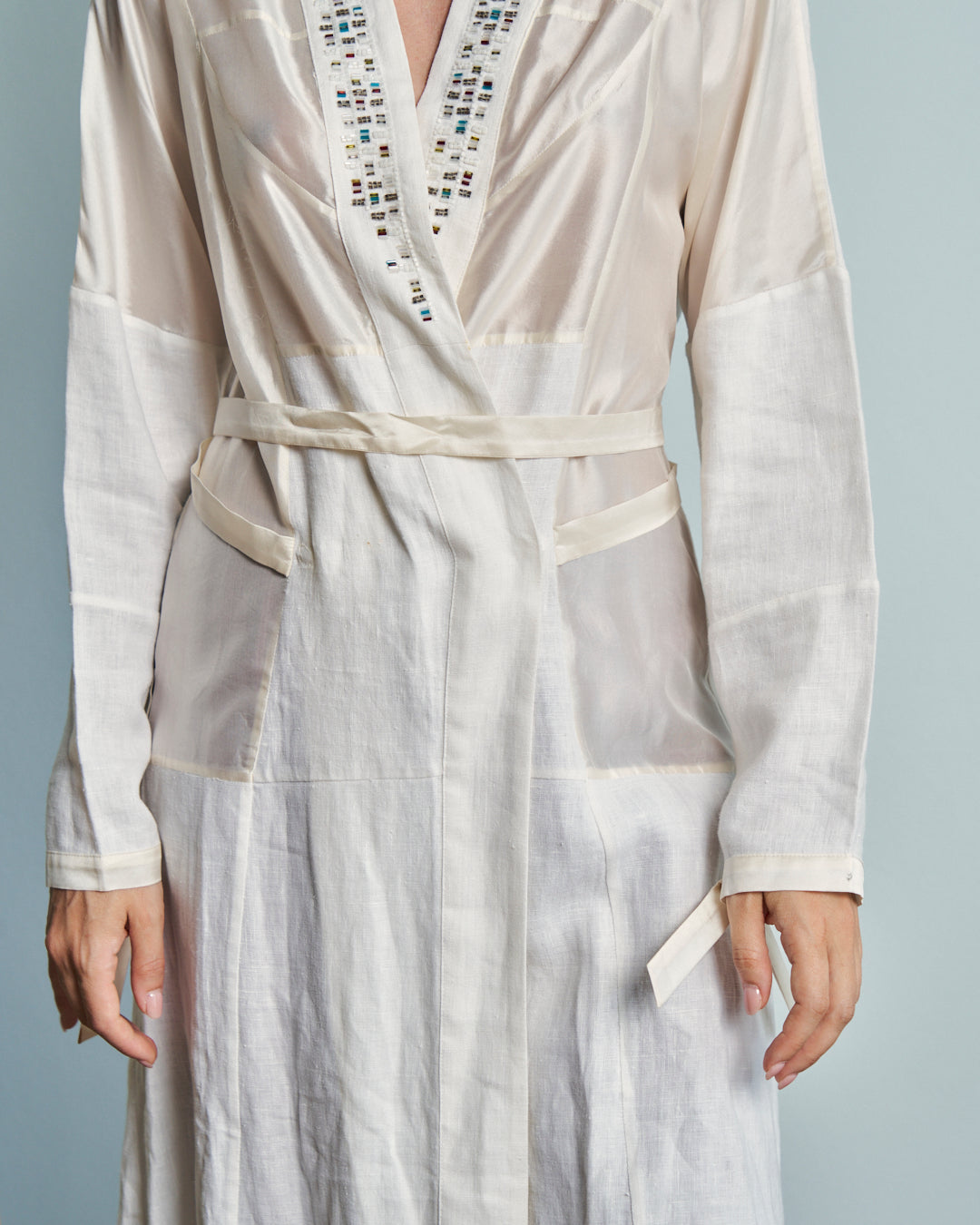 Camicia in seta e lino firmata Pollini effetto kaftano