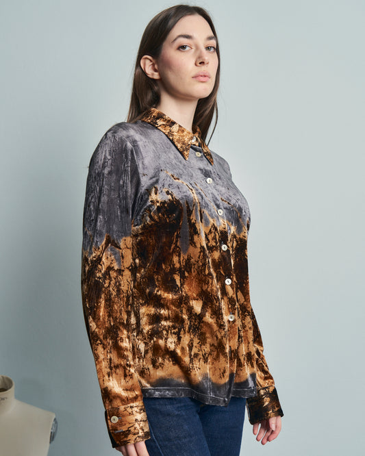 Camicia sartoriale in ciniglia fantasia appalosa toni bruciati