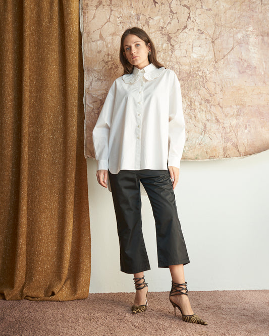 Camicia Chantal Thomass in popeline di cotone con collo petali