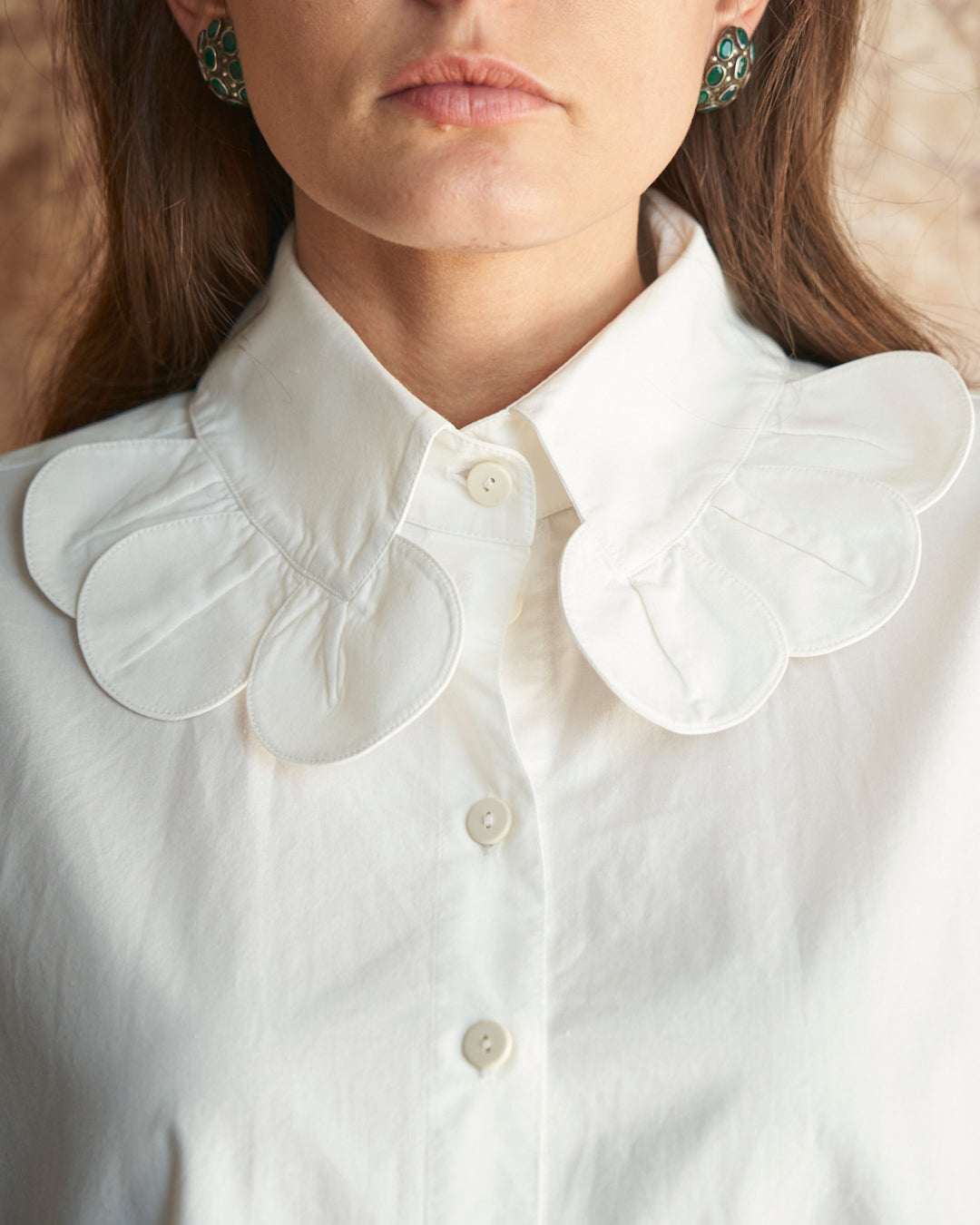 Camicia Chantal Thomass in popeline di cotone con collo petali