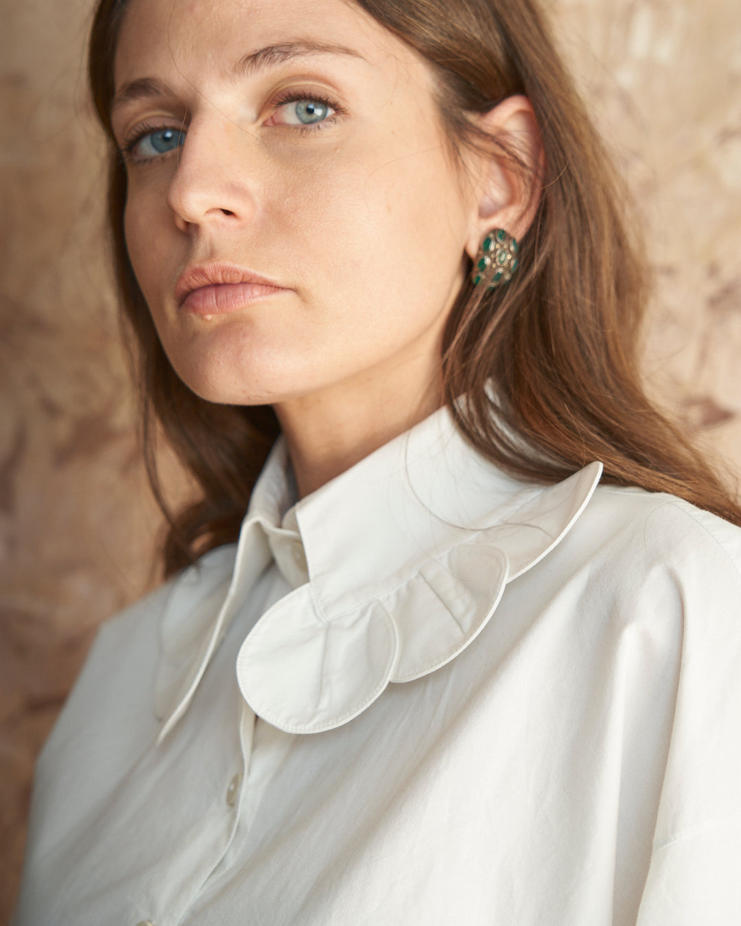 Orecchini in argento antichi con radici di smeraldo e marcassite