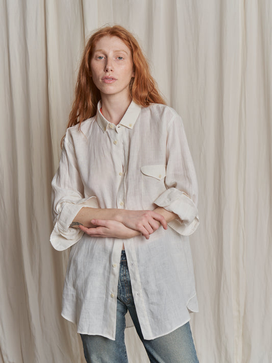 Camicia in lino anni 70 nuova tasca