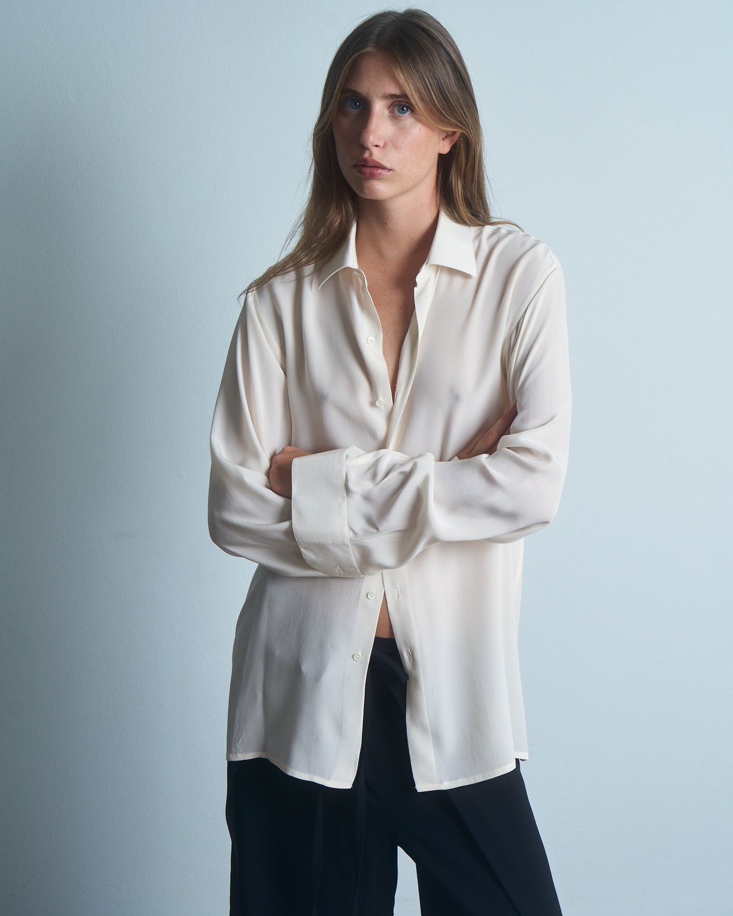 Camicia in seta georgette bianca
