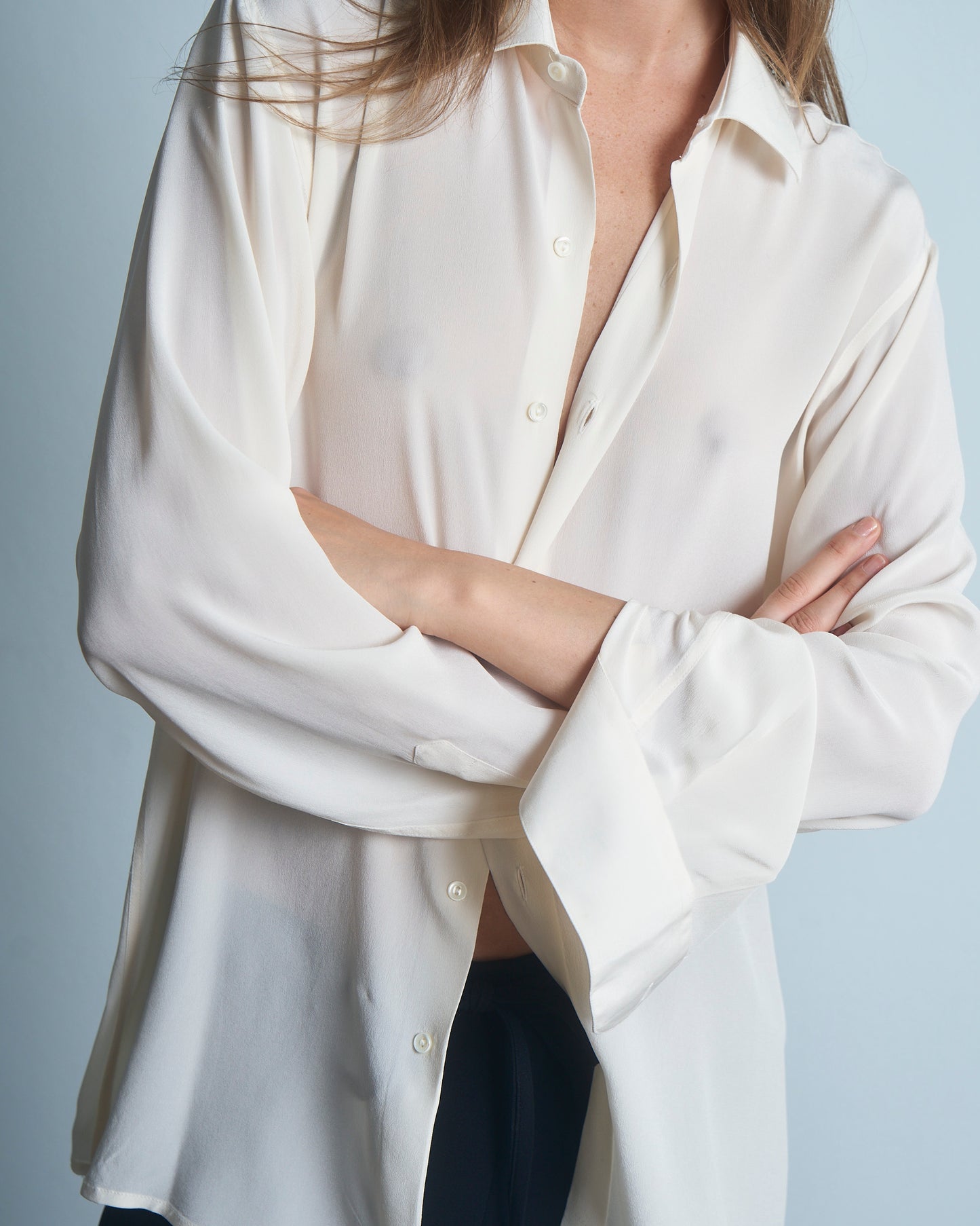 Camicia in seta georgette bianca