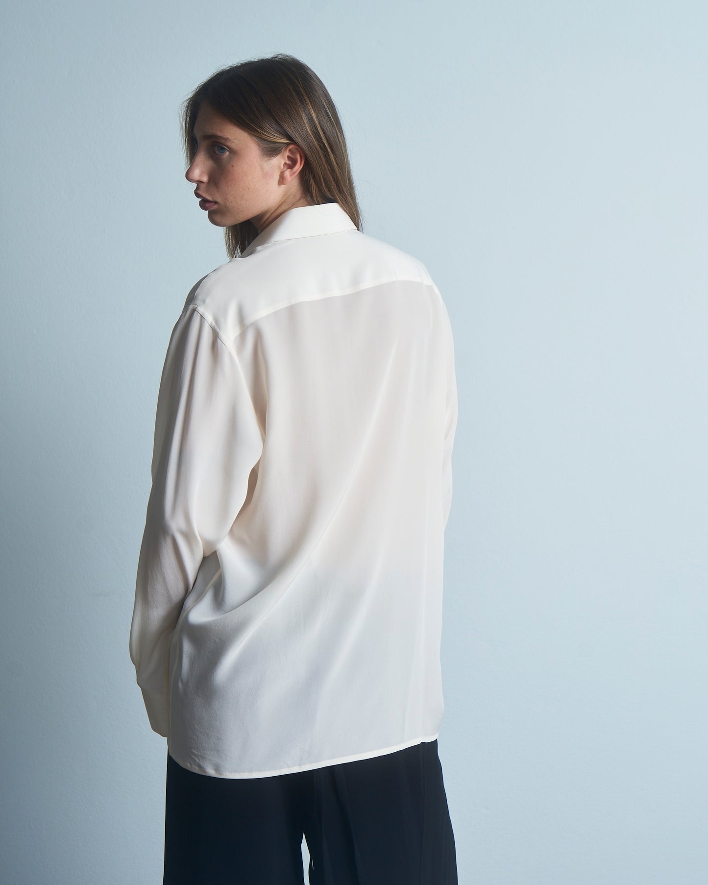Camicia in seta georgette bianca
