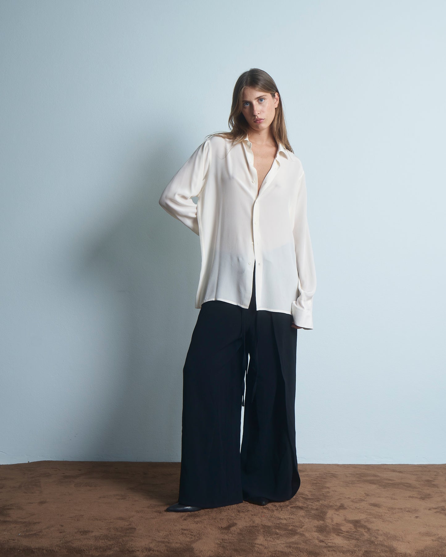 Camicia in seta georgette bianca