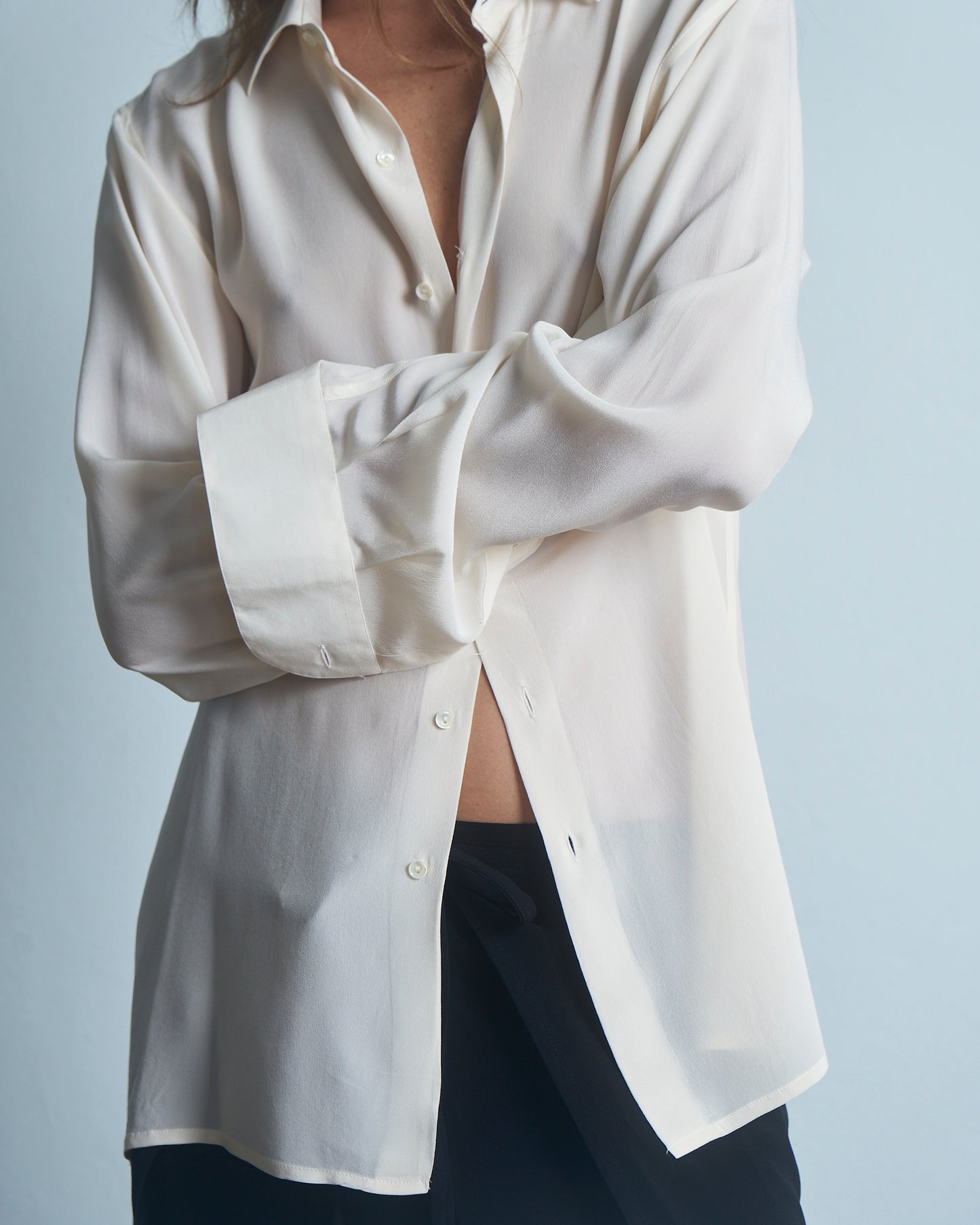 Camicia in seta georgette bianca