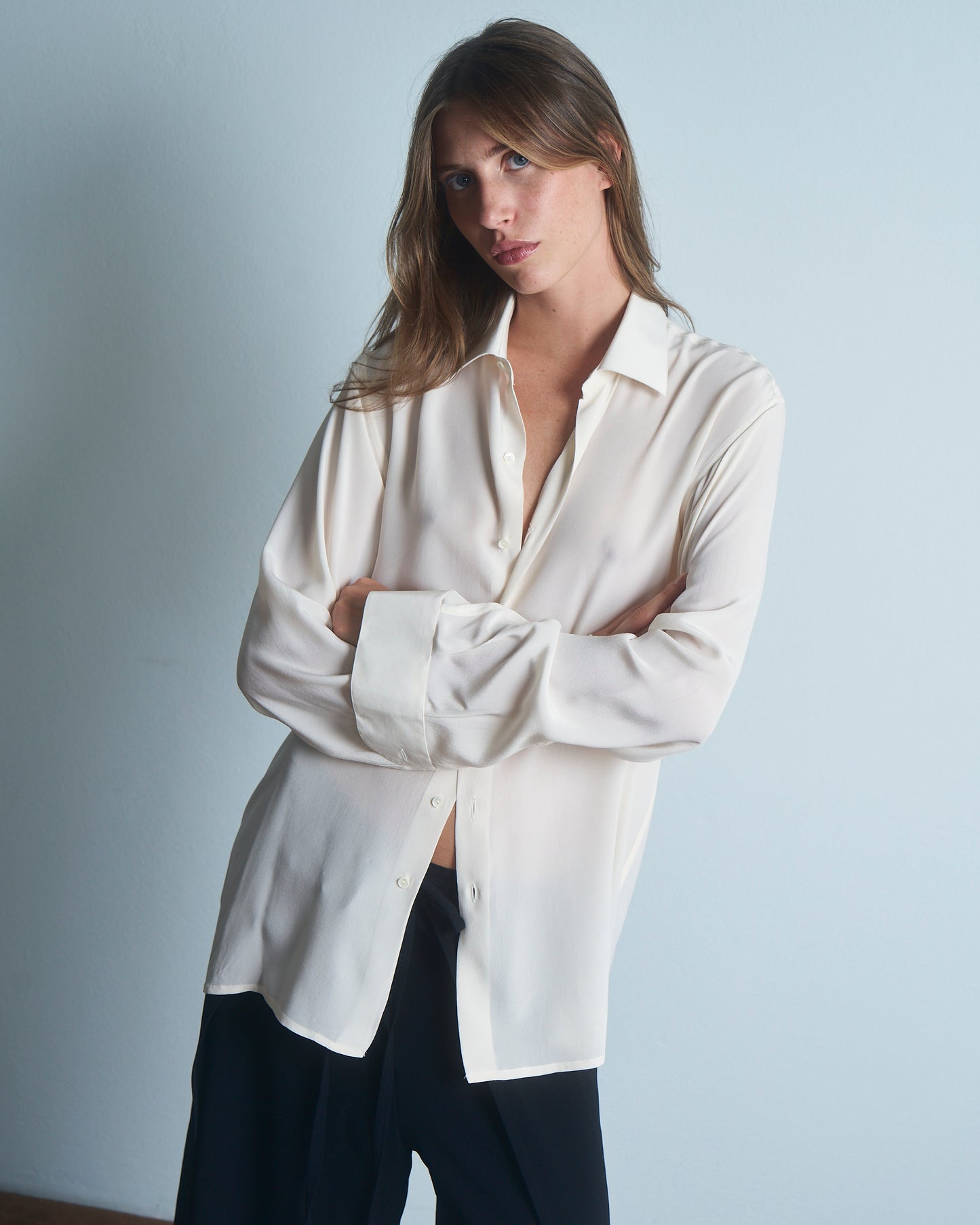 Camicia in seta georgette bianca
