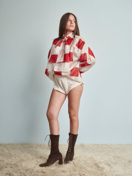 Blusa in organza di seta sartoriale tessuto Valentino
