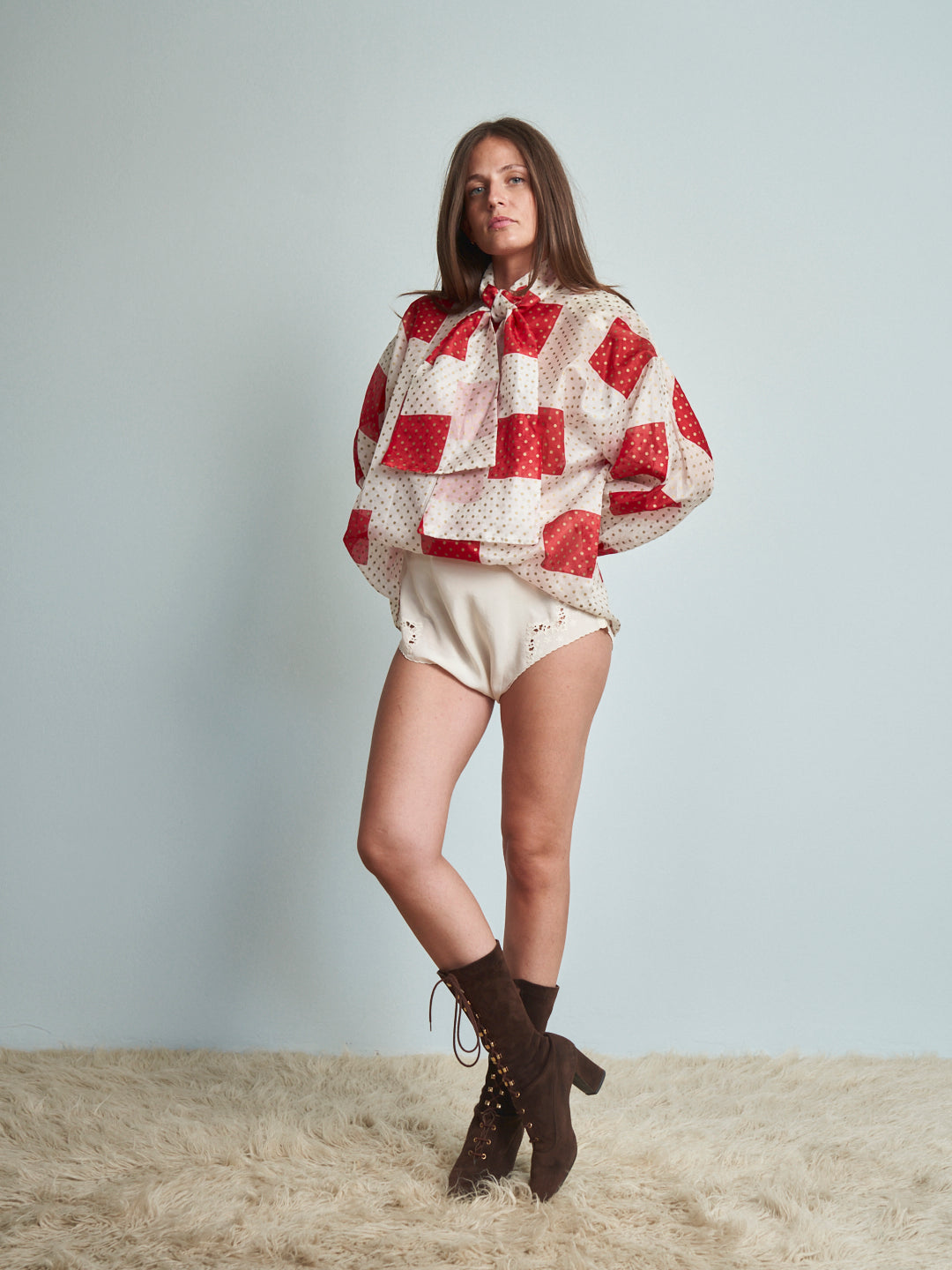 Blusa in organza di seta sartoriale tessuto Valentino