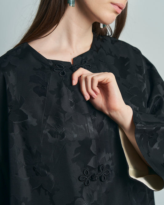 Cappotto anni 60 Jacquard con alamari e fodera panna