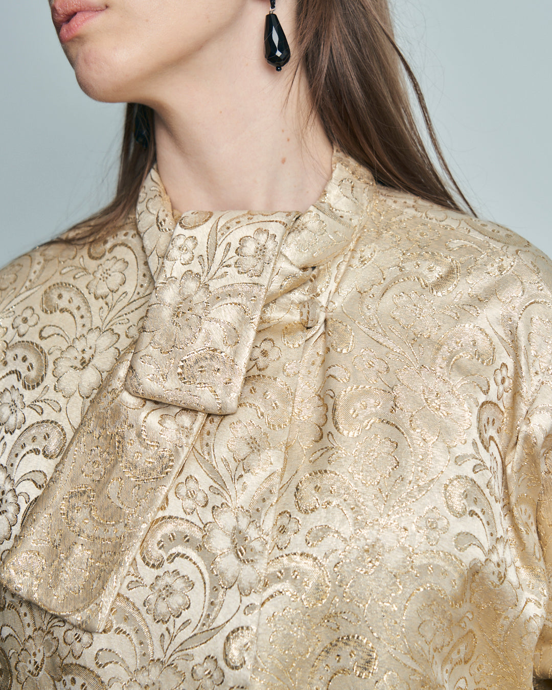 Cappotto anni 60 in tessuto Jacquard oro