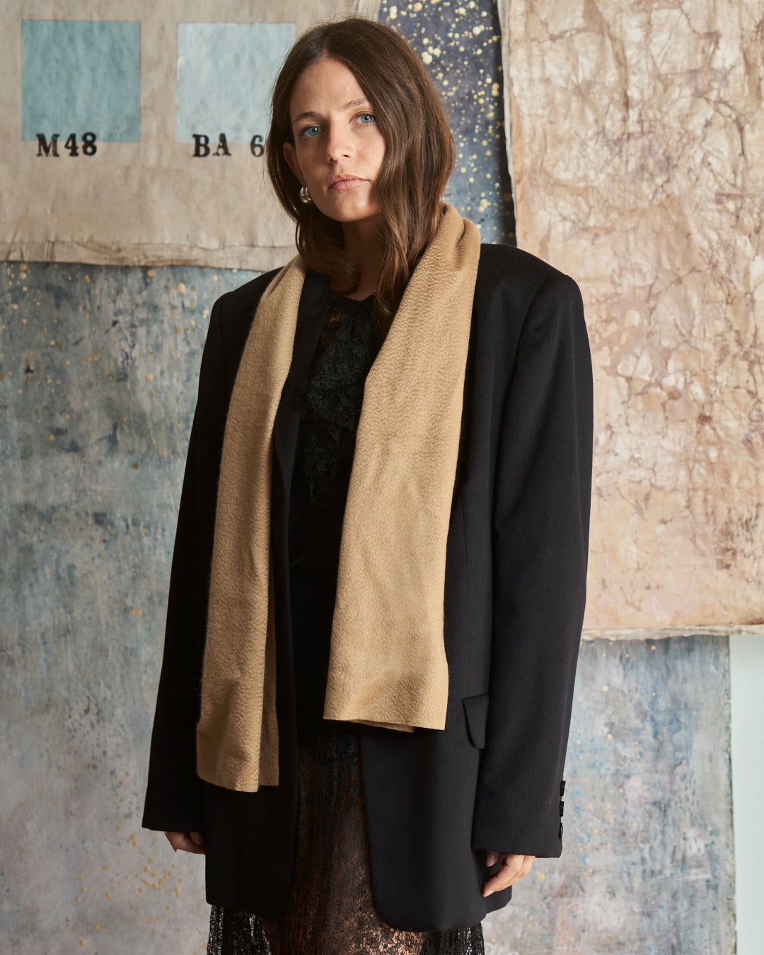 Blazer Cappotto corto firmato Genny in angora e lana nero