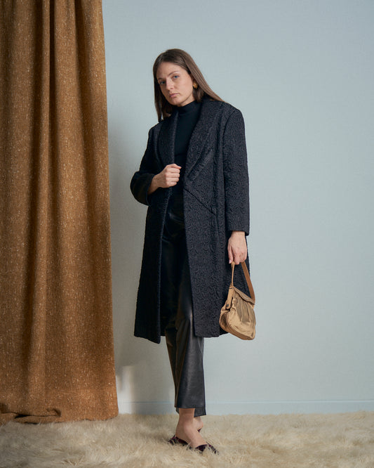 Cappotto anni 60 in tessuto damasco imbottito