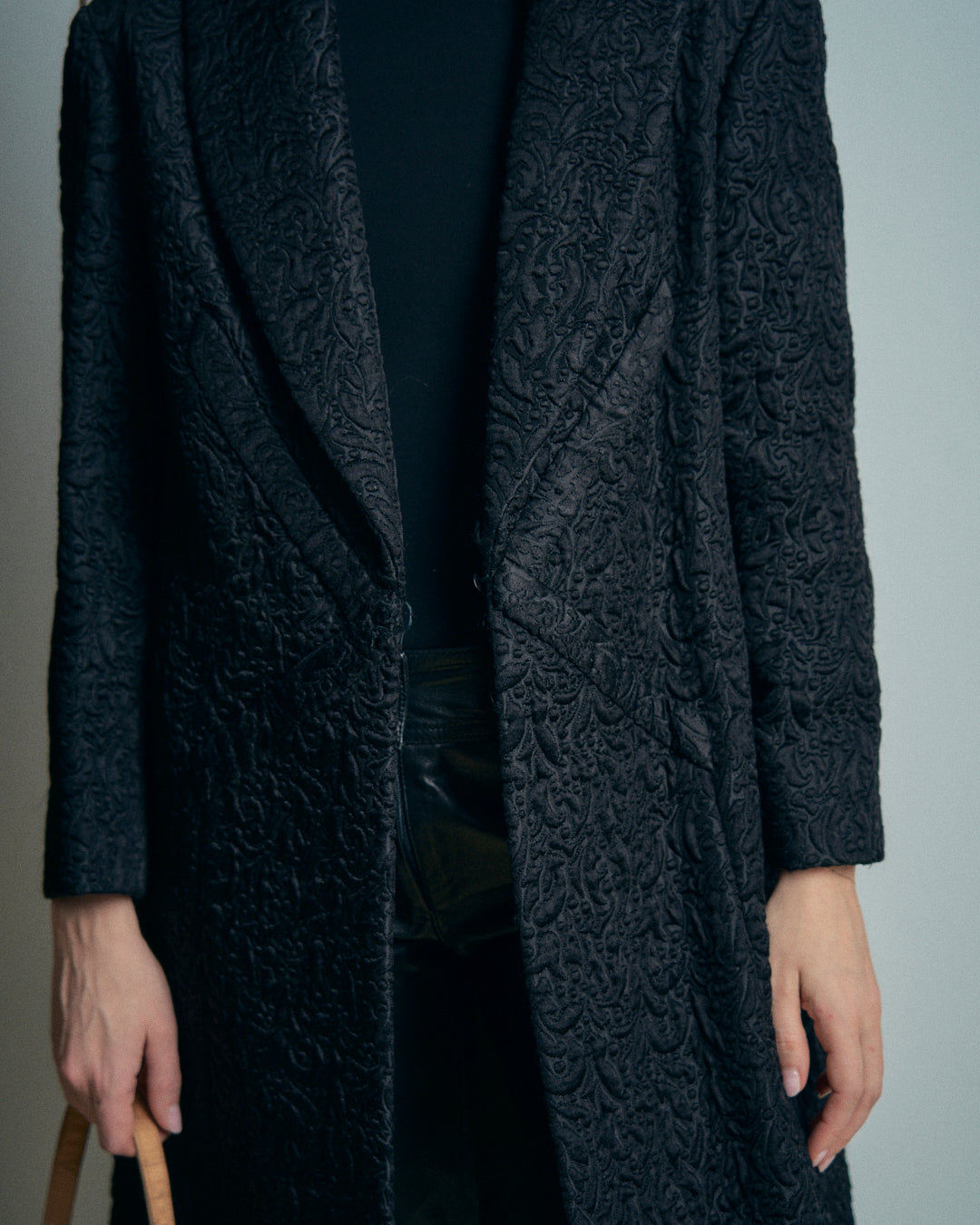 Cappotto anni 60 in tessuto damasco imbottito