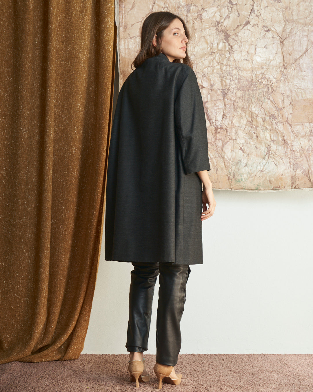 Cappotto fine anni 60 in lana gruppo Rosier Storm con fiocco