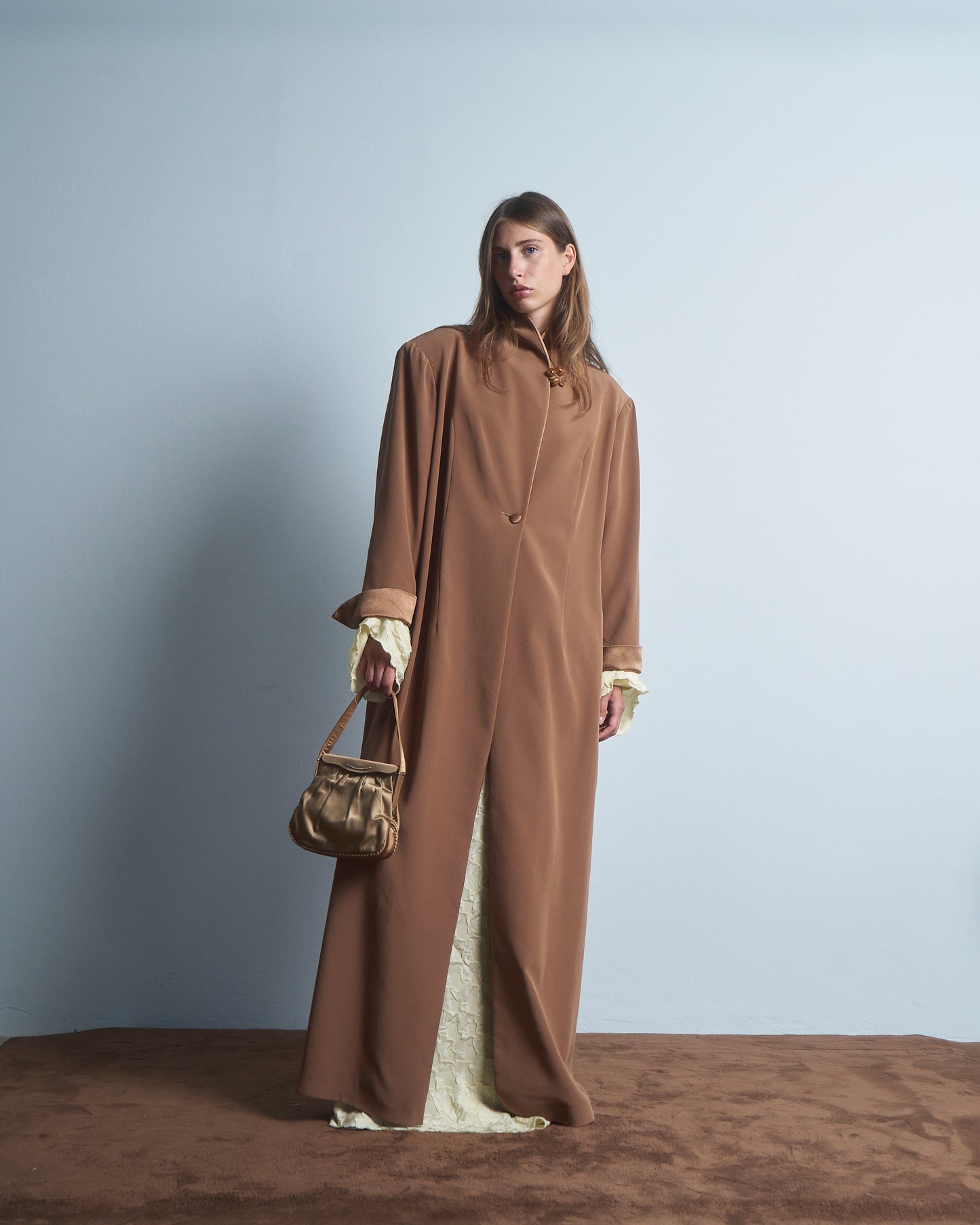 Cappotto leggero con collo a scialle, lungo