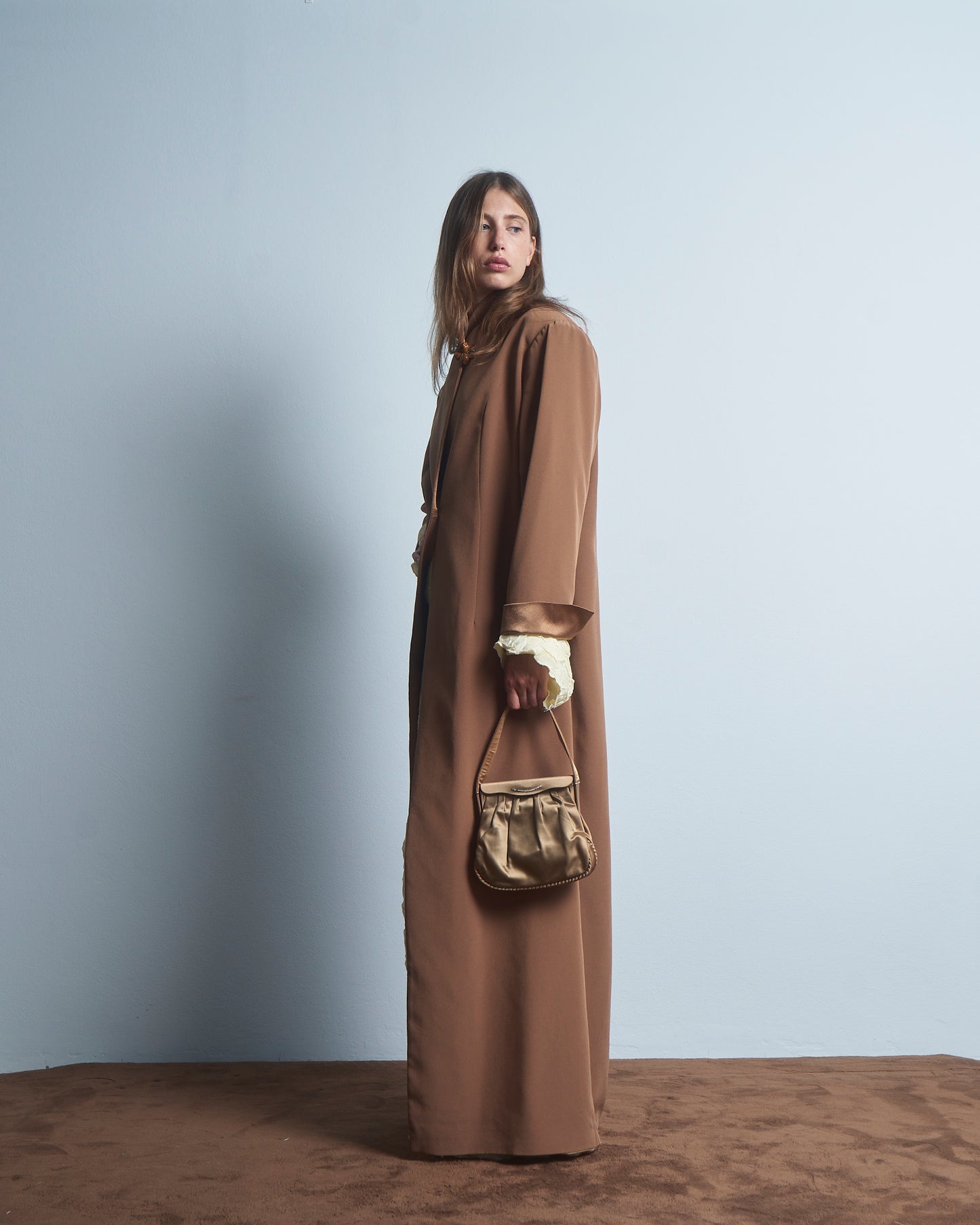 Cappotto leggero con collo a scialle, lungo