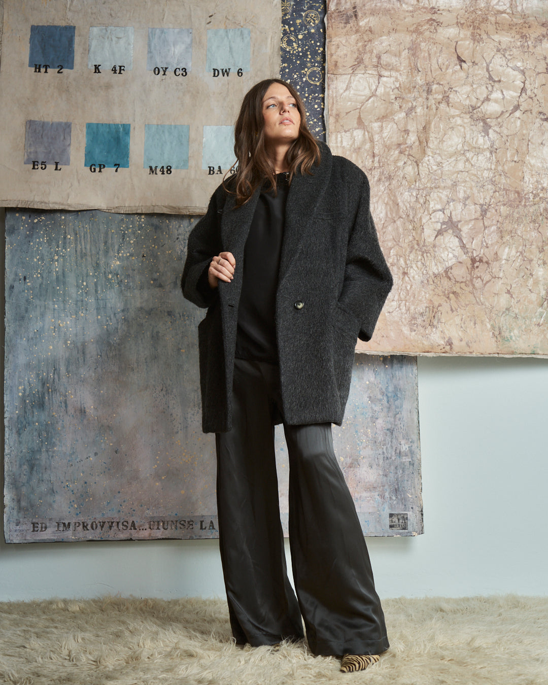Cappotto Marella corto in lana di LAMA e lana