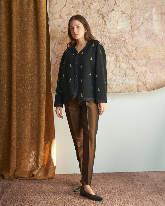 Cardigan in lana con bottoni a caramella