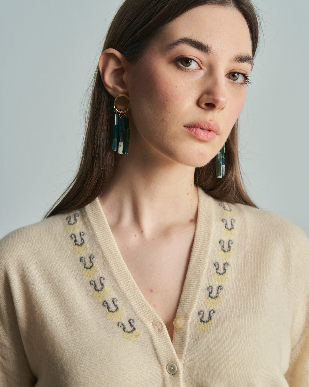 Cardigan in cashmere anni 50 con intarsi