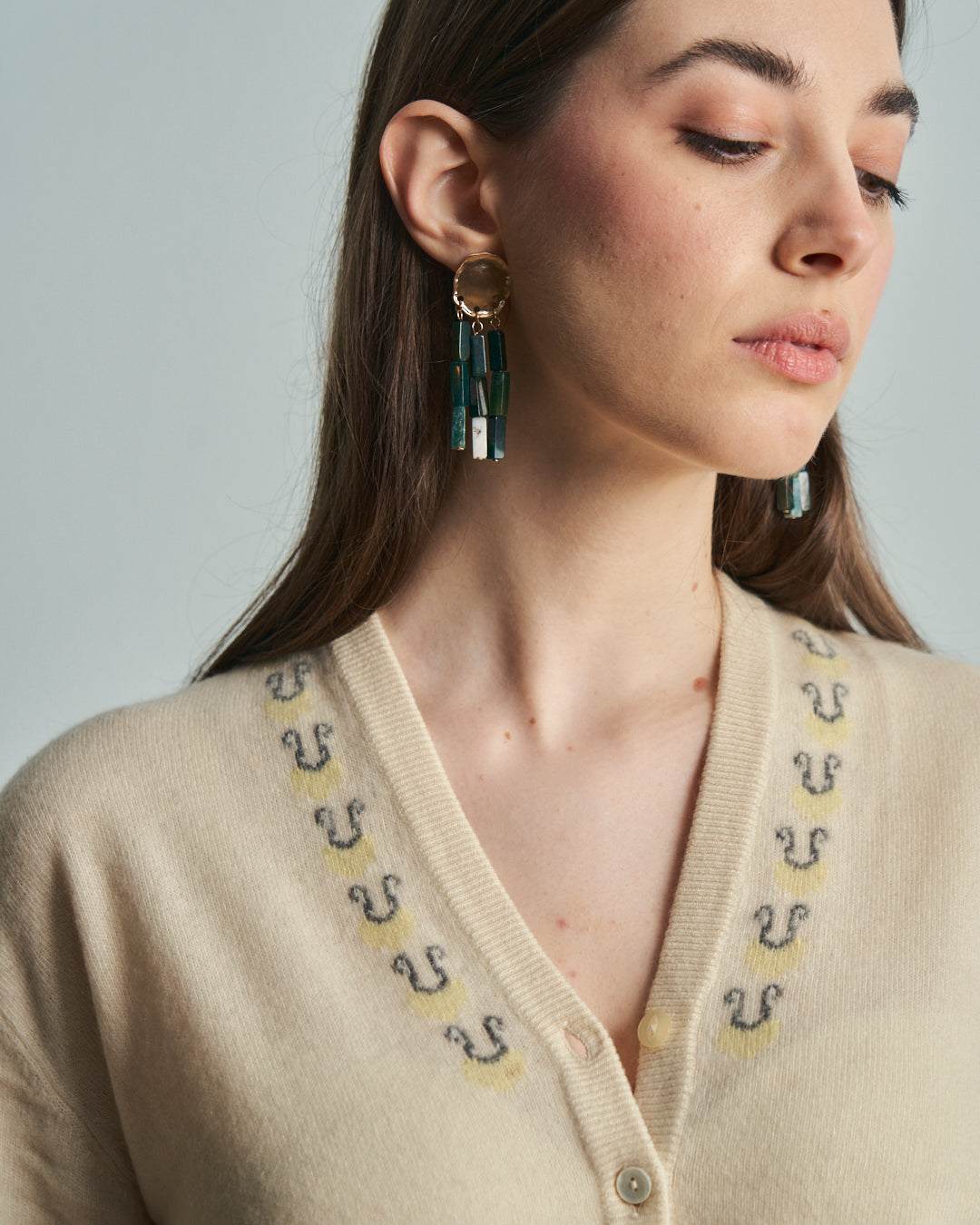Cardigan in cashmere anni 50 con intarsi