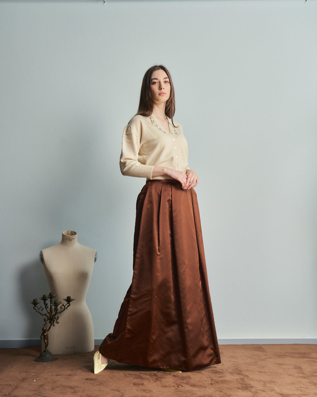 Cardigan in cashmere anni 50 con intarsi