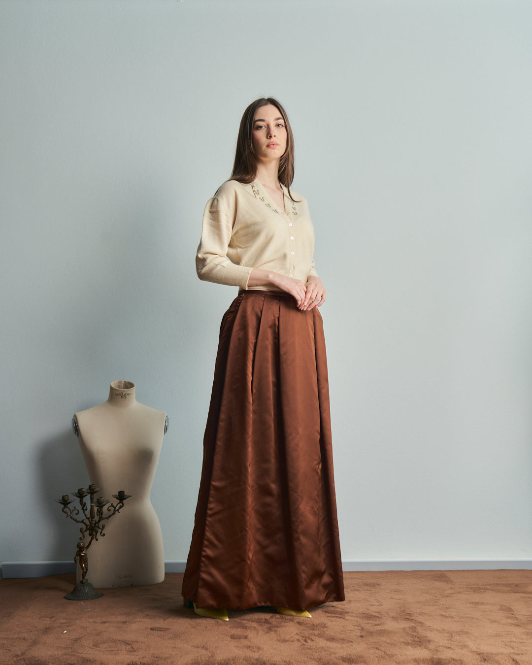 Cardigan in cashmere anni 50 con intarsi