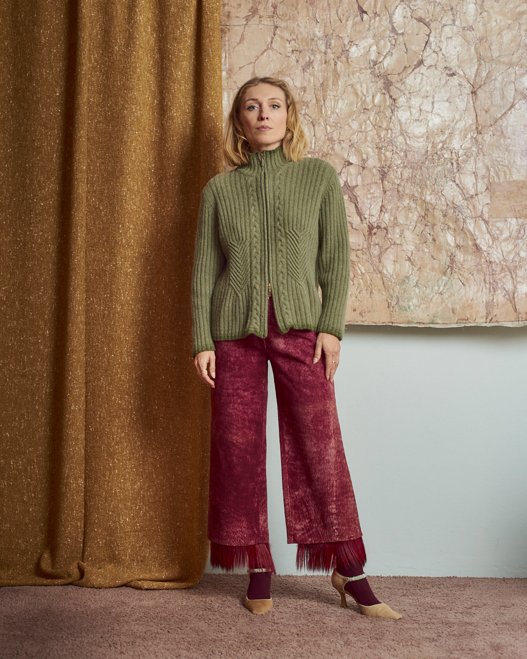 Cardigan in lana e angora