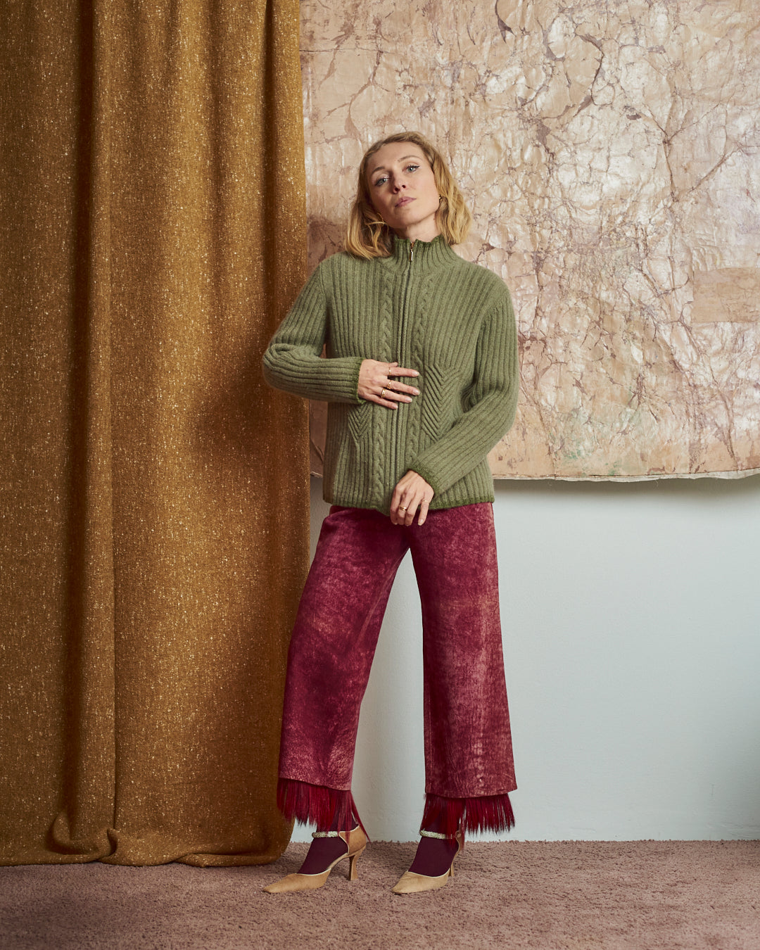 Cardigan in lana e angora