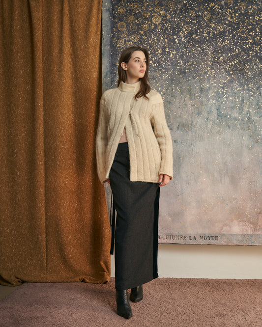 Cardigan doppiato in lana sartoriale