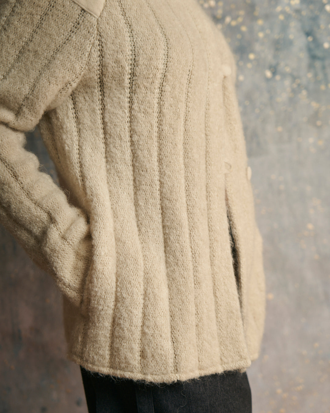 Cardigan doppiato in lana sartoriale